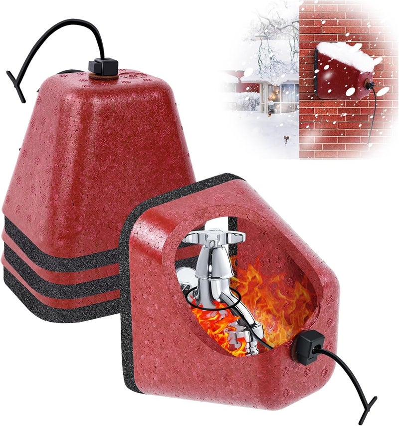 RGJ Outdoor Faucet Covers for Winter, 4 Pack Insulated Foam Faucet Cover Freeze Protection, Reusable Winter Spigot Covers Water Pipe Covers Hose Bib Covers - Image 1